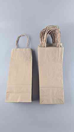 Пакет с ручками бумажный крафт бурий 150х100х360, 90г/м2 (25 шт) Харьков