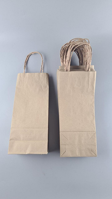 Пакет с ручками бумажный крафт бурий 150х100х360, 90г/м2 (25 шт) Харьков - изображение 2