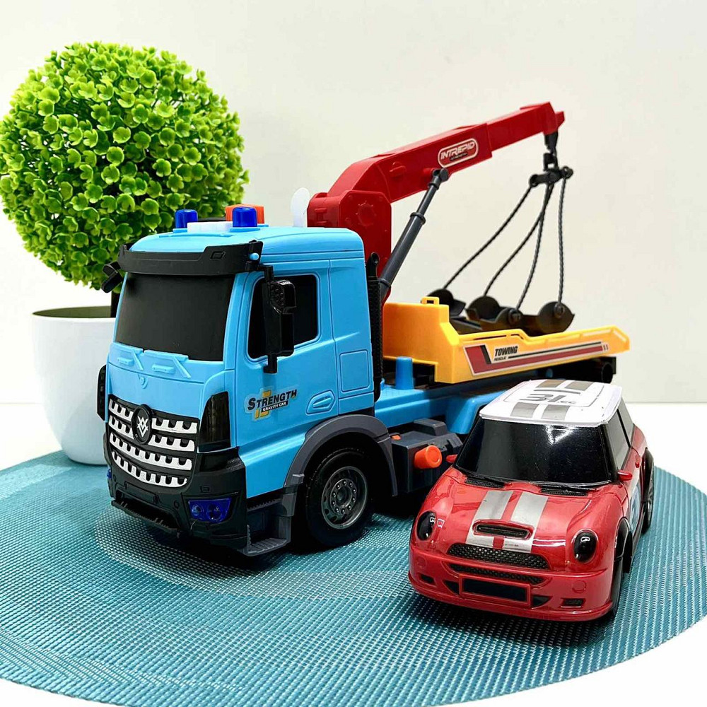 Евакуатор машинка світло звук інерційний механізм рухомий кран Блакитний (687-56C) Чернігів - фото 4