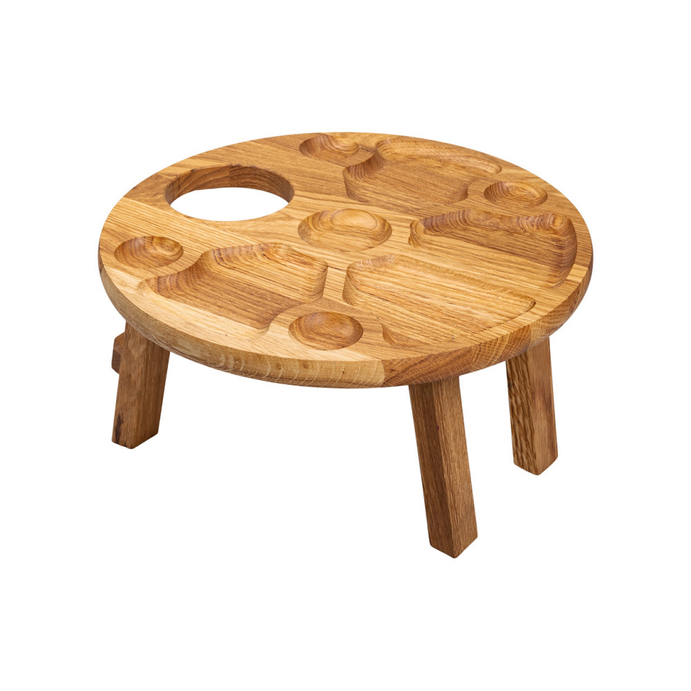 Lugi Винний столик-менажниця з дерева 35 см круглий на ніжках дуб Київ - фото 4