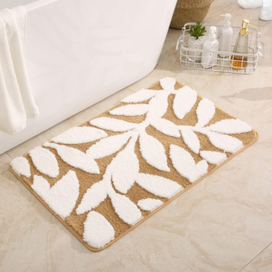 Коврик для ванной и душа коврик для ног в ванную комнату,микрофибра,атискользящий 40х60 см,жёлтый с листьями Кам'янець-Подільський