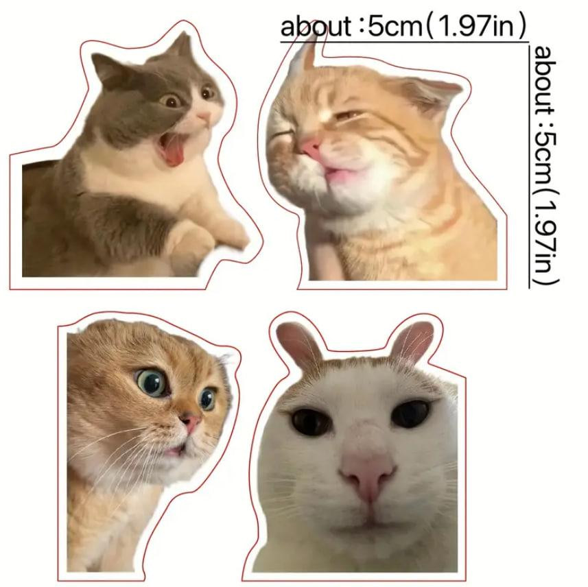 Стикеры с котами. Водонепроницаемые виниловые эстетические наклейки, набор 20 штук. Киев - изображение 1