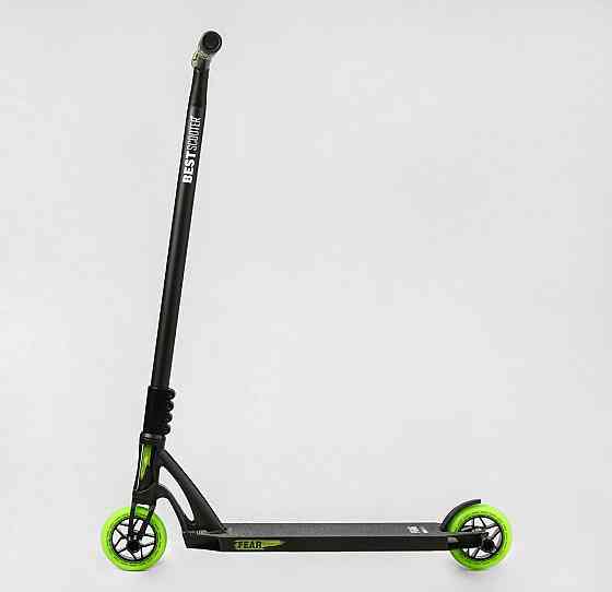 Самокат трюковий Best Scooter SCS-система пеги алюмінієвий диск та дека Чорно-зелений (MT-60611) Чернігів