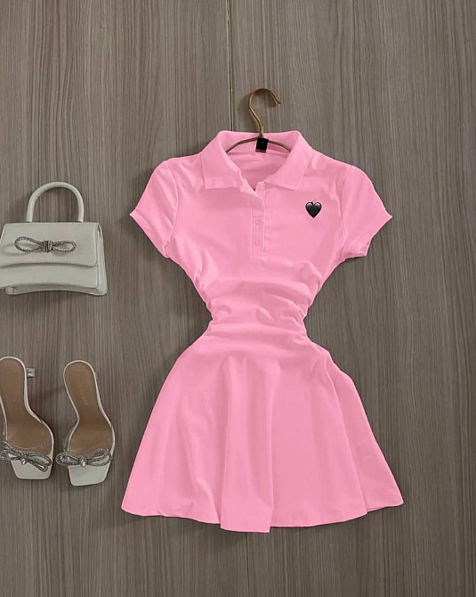 Жіноча стильна повсякденна сукня-поло з мікродайвінгу Барбі, 42/44 Одеса - фото 1