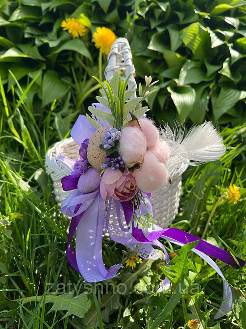 Корзинка с декором плетеная из лозы, белая детская Киев - изображение 1