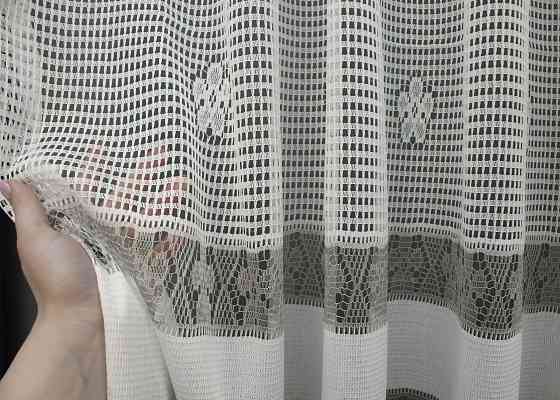 Тюль сетка VR-Textil Juli № 1436т Арка на кухню цвет молочный с серым 400х150 см (53-0002) Киев