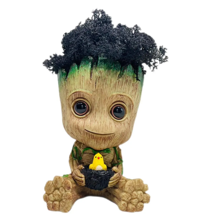 Горщик Грут Groot G9 Малюк з птенцем + стабілізований мох (Чорний) Вінниця