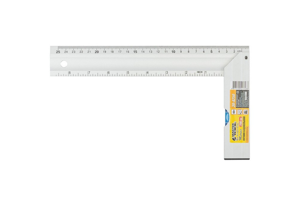 Косинець будівельний алюмінієвий MASTERTOOL 250 мм ручка Al з капсулою 0,5 мм/1м 30-4250 Рівне - фото 3