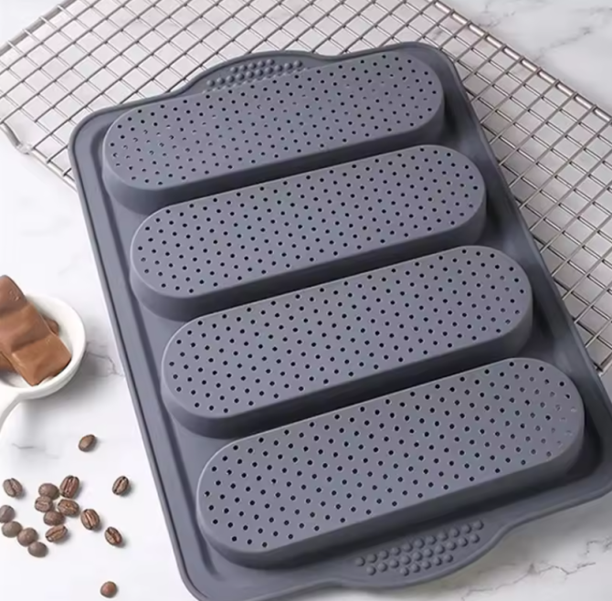 Силиконовая микроперфорированная форма 32×24 см на 4 эклера для выпечки пирожных и десертов Киев - изображение 4