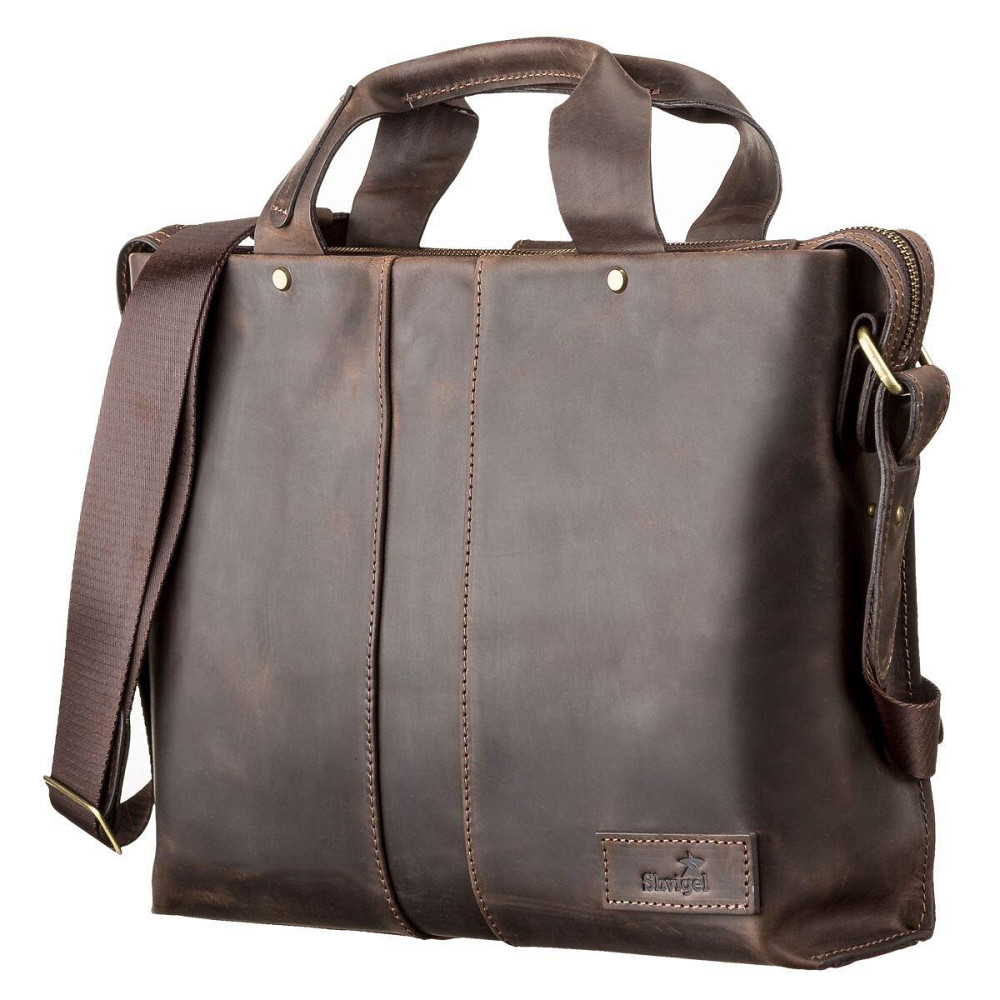 Сумка чоловіча SHVIGEL 11115 шкіряна Коричнева Київ - фото 1