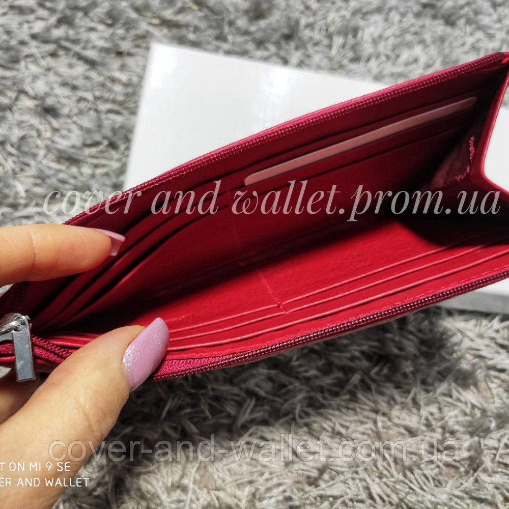Компактний тонкий шкіряний жіночий гаманець на блискавці червоний ST 025 Київ - фото 4