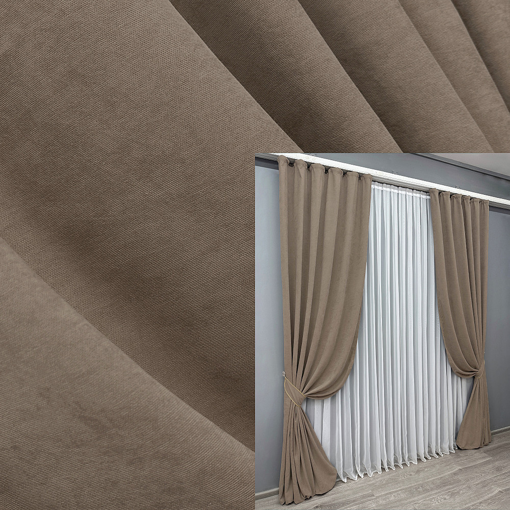 Комплект готових штор VR-Textil Мікровелюр Petek YL № 1701ш Капучино 100х295 см 2 шт (31-752) Київ - фото 9