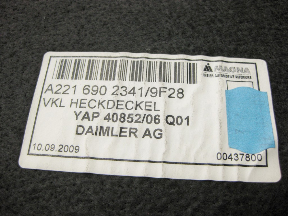 Mercedes-Benz  A2216902341 9F28 Обшивка кришки багажника чорна S-Class W221 Одеса - фото 11