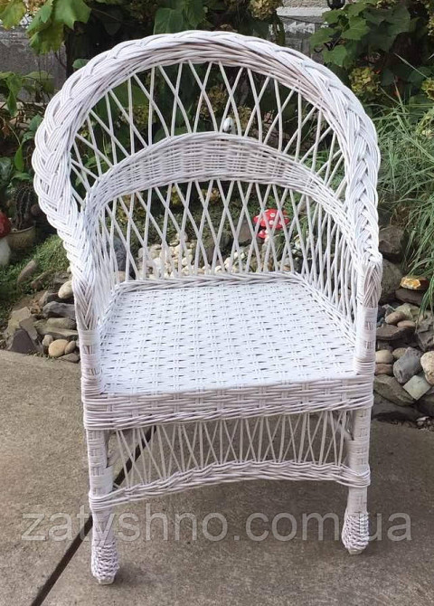 Крісло зручне біле плетене Київ - фото 3