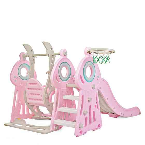 Дитяча гірка-гойдалка WM19011-8 пластик, з баскетбольним кільцем Вінниця