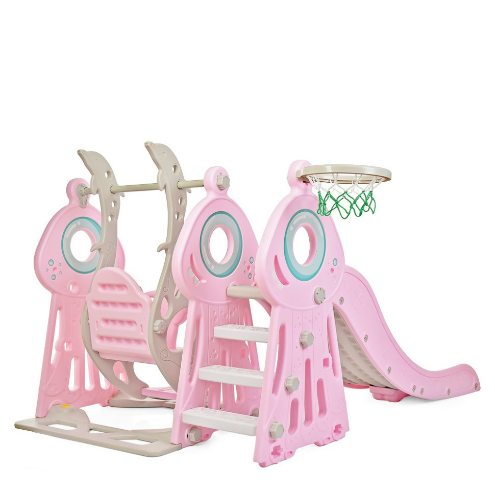 Дитяча гірка-гойдалка WM19011-8 пластик, з баскетбольним кільцем Вінниця - фото 3