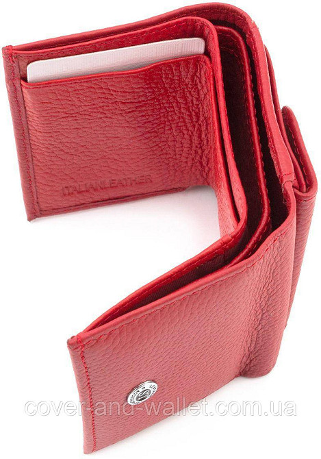 Червоний шкіряний жіночий міні гаманець з натуральної шкіри ST Leather Київ - фото 5