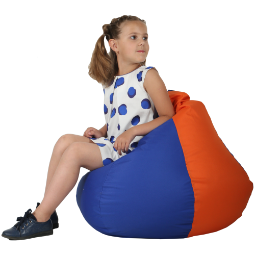 Крісло-мішок Груша Хатка середня Синій з Помаранчевим (підліткова) Київ - фото 1