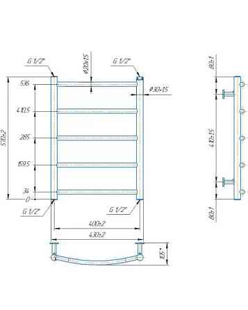 Водяной полотенцесушитель Mario INOX Классик HP 570х430/400 Киев