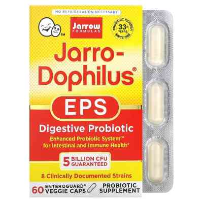 Пробіотики Jarrow Formulas Пробіотики, 5 млрд КУО, Jarro-Dophilus EPS, 60 вегетаріанських кап (JRW-03020) Вінниця