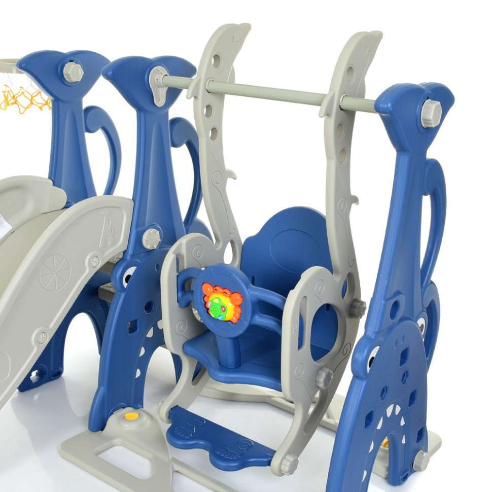 Дитяча гірка-гойдалка WM19083A-4 пластик, з баскетбольним кільцем Вінниця - фото 4