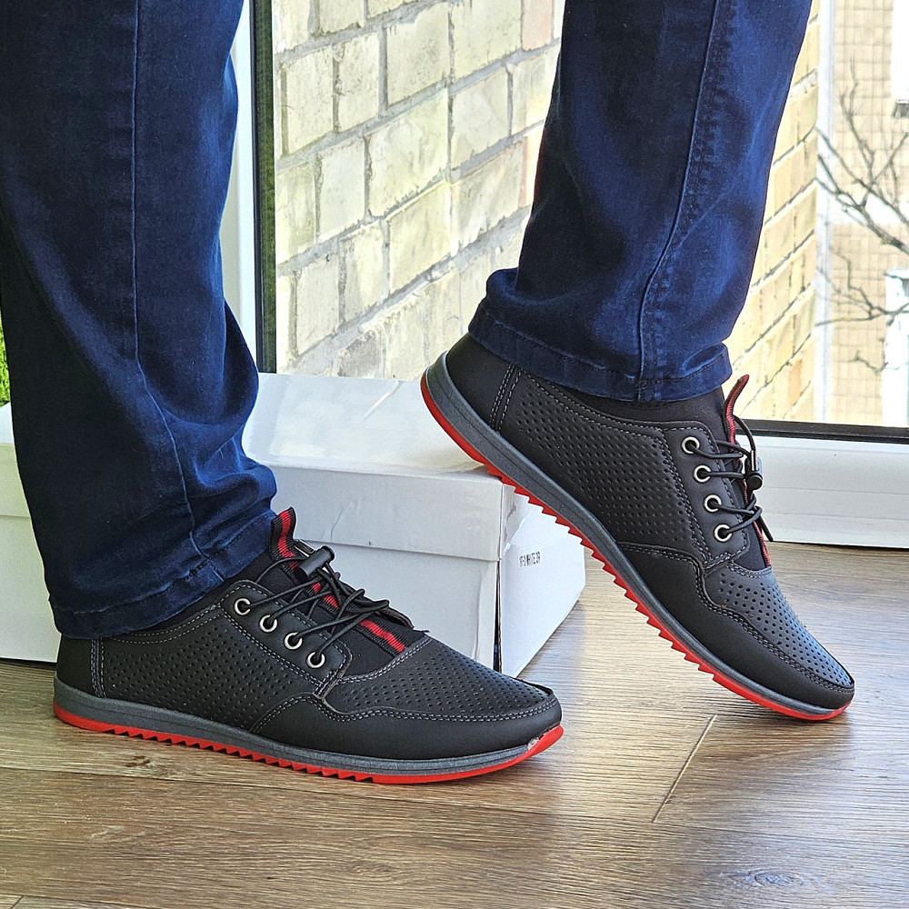 Чоловічі мокасини Літні Чорні Туфлі Сіточка Перфорований у дірочку (розміри: 40,41,42,43,44,45) - 218-2 Дніпро - фото 10