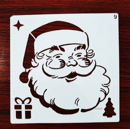 Новый год трафарет Лицо Деда Мороза 13 на 13 см серый Киев - изображение 1