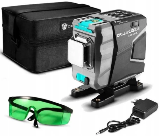 Лазерний рівень Deko 3D DKLL12tdP02 12 ліній Відкалібрований Зелений промінь Нівелір (штатив 1.02м) Київ