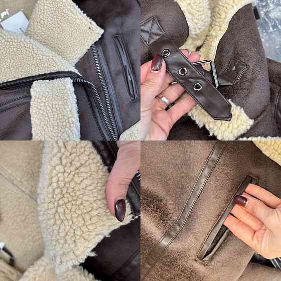 Женская стильная укороченная дубленка с искусственным мехом Одесса