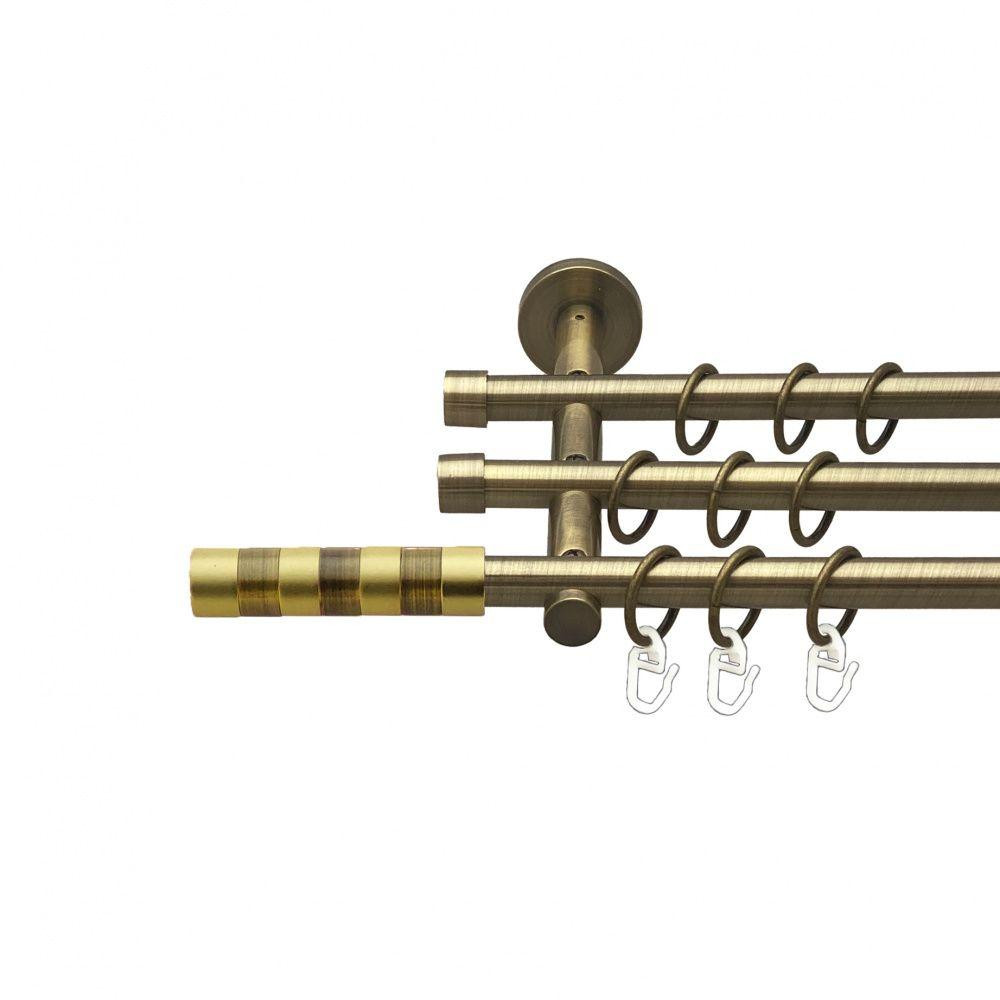 Карниз Orvit Сігма металевий трирядний циліндр (20 см) гладка труба кільце металеве Антик 16\16\16 мм 200 см (00-00015798) Львів - фото 1