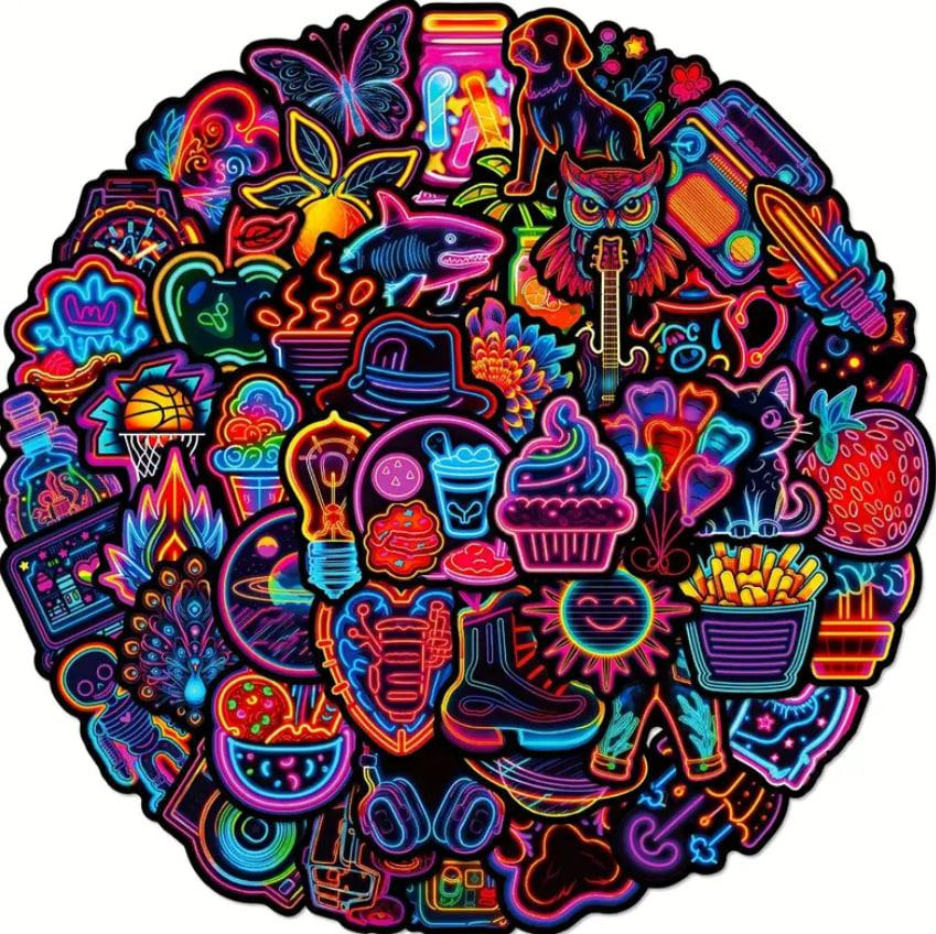 Наклейки з неоновими вогнями, неонові стікери, меми, приколи. Наклейки на велосипед, для комп'ютера, Київ - фото 5