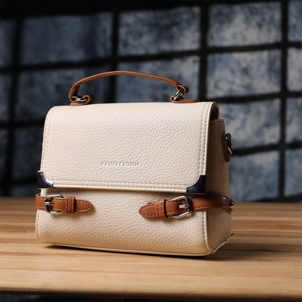 Елегантна жіноча сумка з екошкіри Vintage sale_15146 Бежевий Київ - фото 8