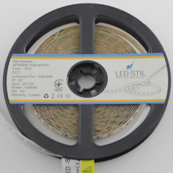 LED-STIL LED стрічка LED-STIL 2835 120 шт, DC 12V, 9,6 W, IP33, рожевий колір світіння Киев