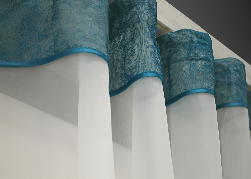 Кухонный комплект VR-Textil № 085к шторки с ламбрекеном молочный с синим 280х170 см (52-0917) Киев - изображение 4