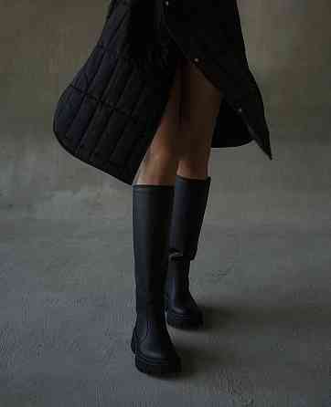 Жіночі черевики RONE чорні натуральна шкіра зима висота 43 см обхват 38-40 см (BEST/1) (4928) Коломия