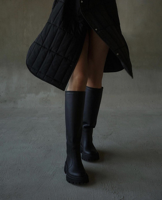 Жіночі черевики RONE чорні натуральна шкіра зима висота 43 см обхват 38-40 см (BEST/1) (4928) Коломия - фото 6