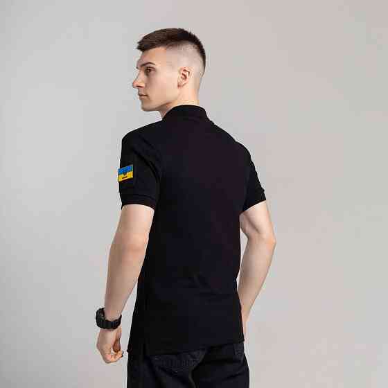 Легке тактичне літнє чоловіче чорне поло Pobedov Royal Військове Київ