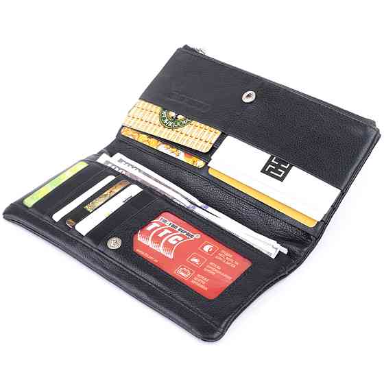 Вертикальный кошелек на кнопке женский ST Leather 19200 Черный Киев