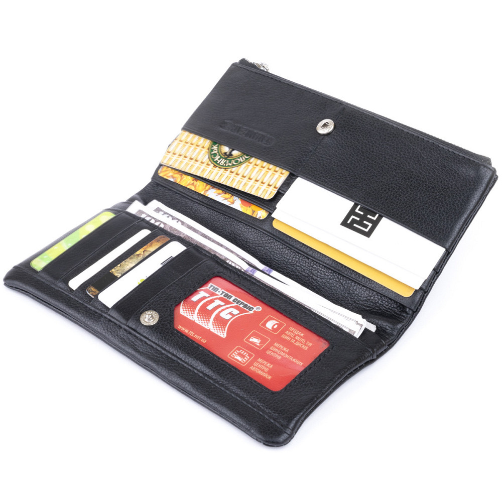 Вертикальный кошелек на кнопке женский ST Leather 19200 Черный Киев - изображение 3