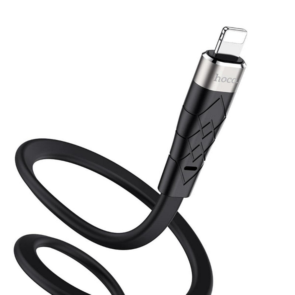 Кабель HOCO X53 USB - Lightning 2.4A, 1m, силіконовий, алюмінієві конектори, колір чорний 6931474738059 Одеса - фото 4