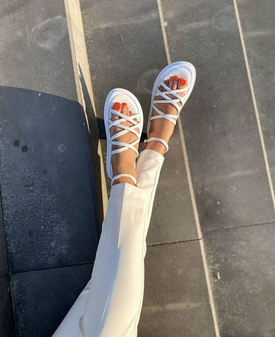 Olli Шкіряні босоніжки жіночі білі низькі OLLI 95-0110 літні р. 36-40 / Сандалі з натуральної ш Коломыя - изображение 2