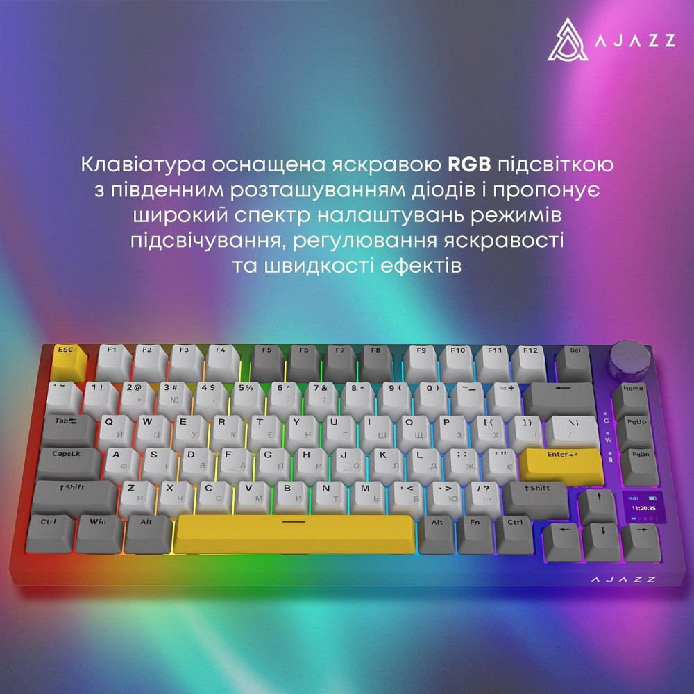 Клавіатура бездротова Ajazz AK820 Pro Flying Fish Switch Black RGB With Screen (AK820PRO-FF-BGY) ( 18427 ) Харків - фото 13