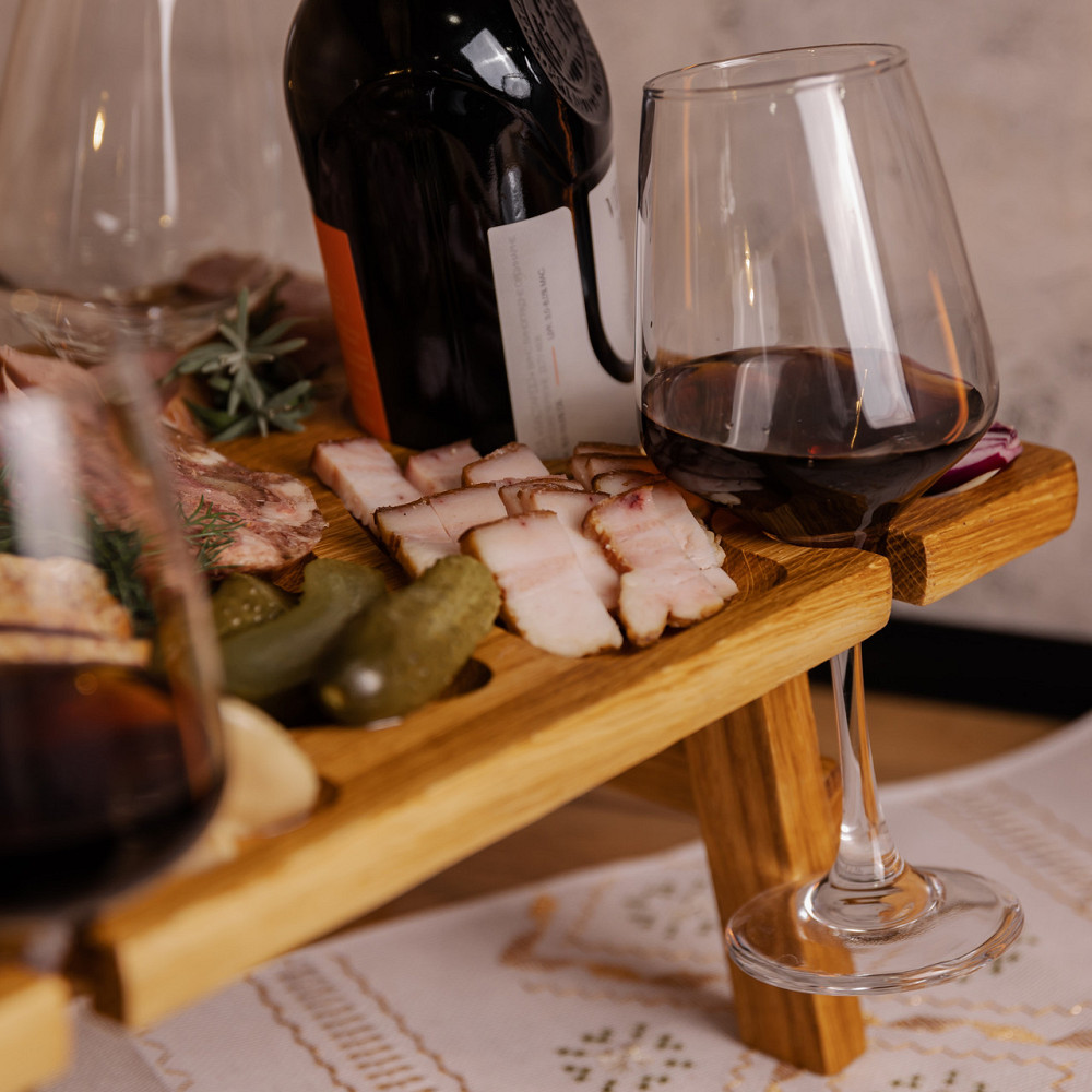 Lugi Винний столик-менажниця з дерева 50×30 см прямокутний на ніжках дуб Коломыя - изображение 8