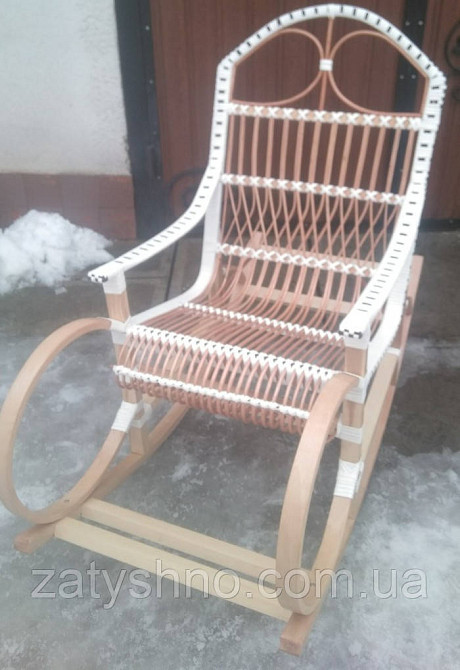 Крісло гойдалка плетена біла Київ - фото 4