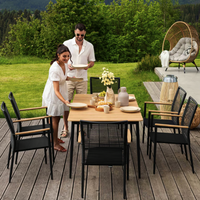 Комплект садових меблів Di Volio Breno 6+1 чорний/бежевий Киев - изображение 4