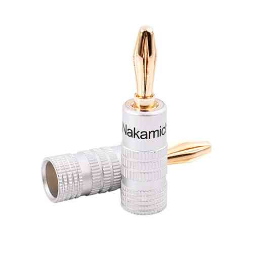 Штекер акустический разъем банан зажимной 4мм Nakamichi пара медный с золотым напылением Киев