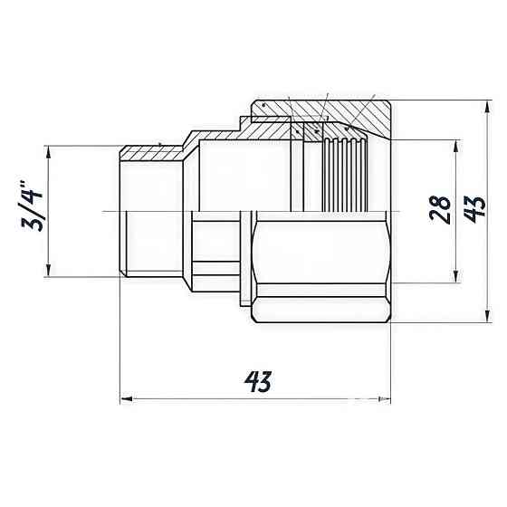 З'єднання зажимне пряме для труби Ø28мм 3/4″З латунне LS442S OPTIMUM Киев