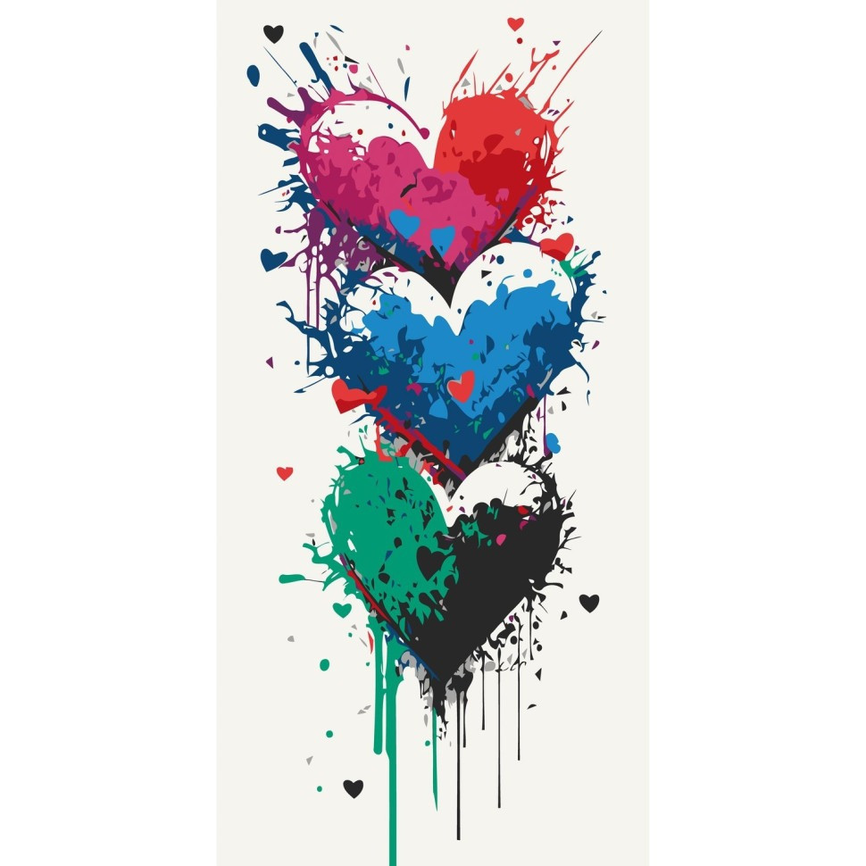 Картина за номерами "Три серця" 16518-AC 40х80 см Вінниця - фото 1