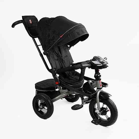 Велосипед триколісний Best Trike із батьківською ручкою музичною панеллю надувні колеса Чорний (F–695-12) Чернігів