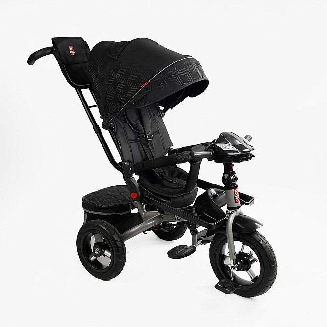 Велосипед триколісний Best Trike із батьківською ручкою музичною панеллю надувні колеса Чорний (F–695-12) Чернігів - фото 1